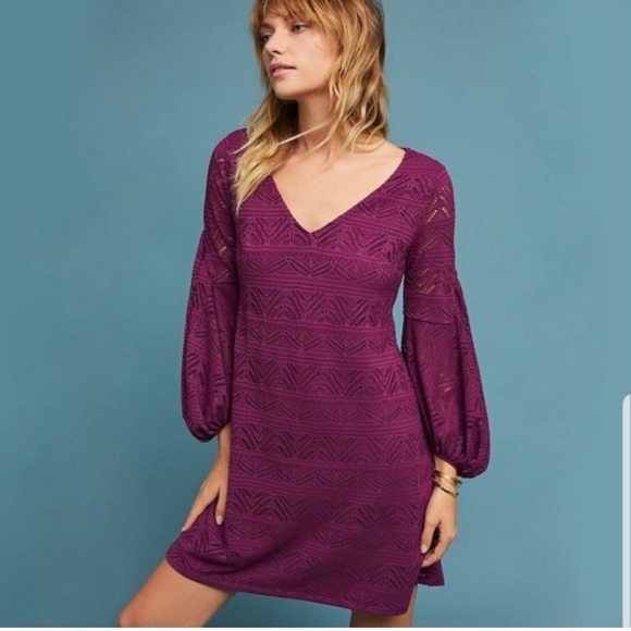 Anthropologie: Maeve | Laila Lace Purple Dress | Sz M - Picture 1 of 10